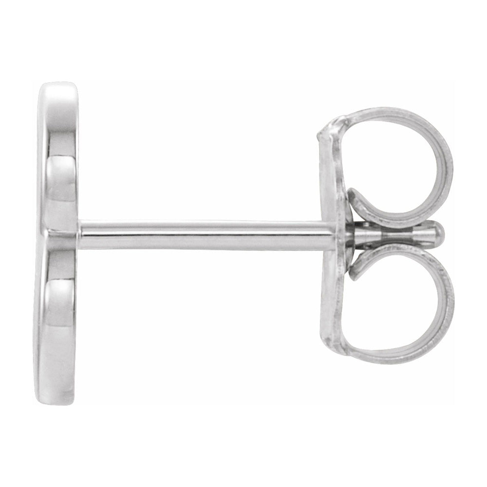 Alternate view of the Single, 14k White Gold Initial B Post Earring, 6 x 8mm by The Black Bow Jewelry Co.