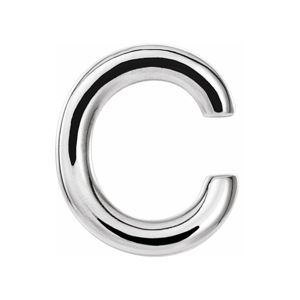 Alternate view of the Single, 14k White Gold Initial A-Z Post Earring, 8mm by The Black Bow Jewelry Co.