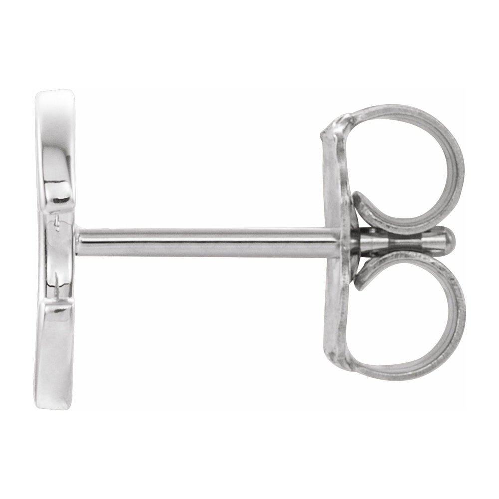 Alternate view of the Single, 14k White Gold Initial C Post Earring, 7 x 8mm by The Black Bow Jewelry Co.