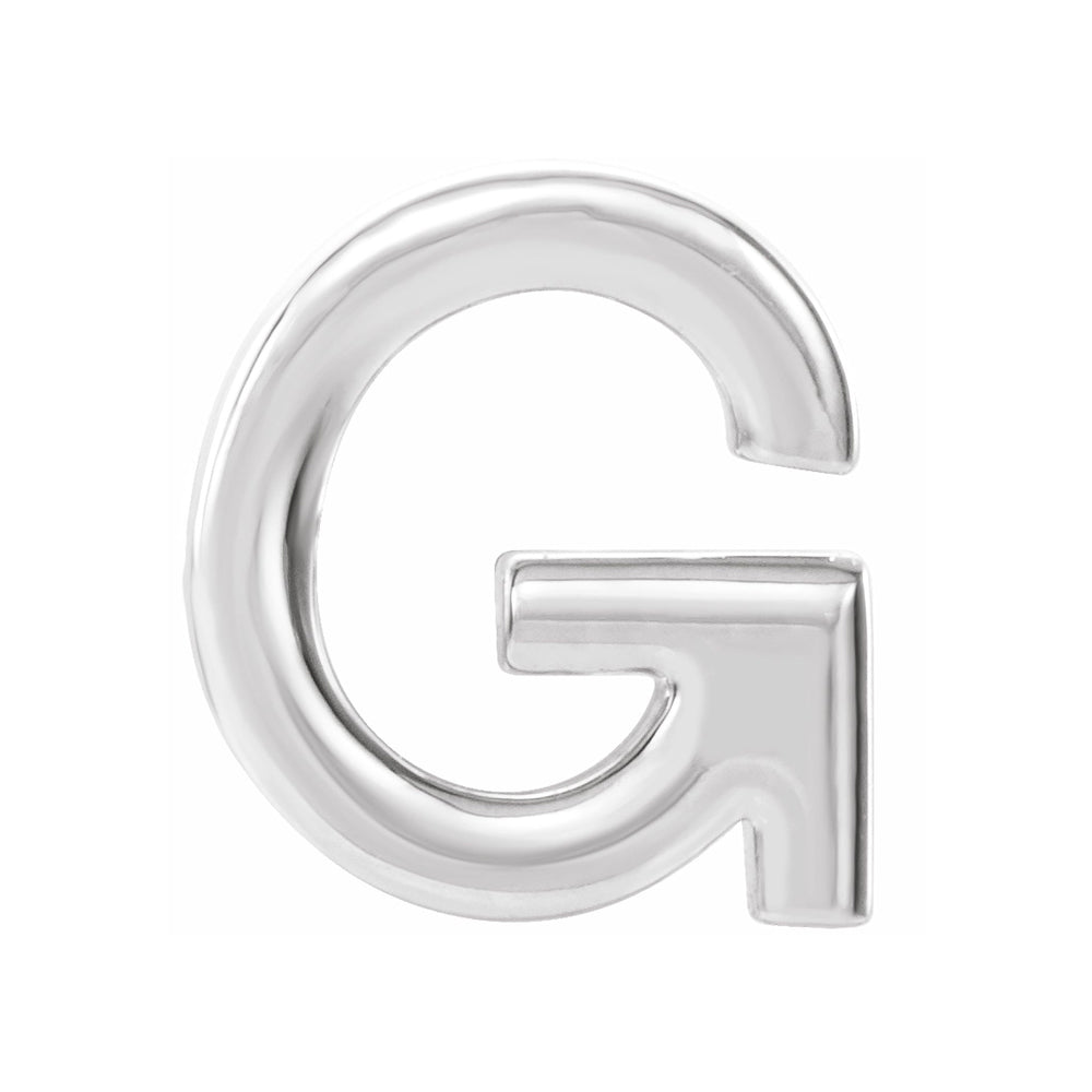 Single, 14k White Gold Initial G Post Earring, 7.5 x 8mm, Item E18499-G by The Black Bow Jewelry Co.