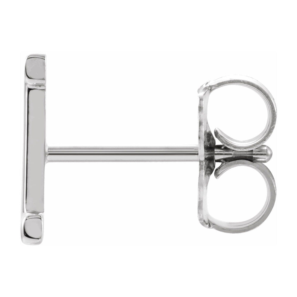 Alternate view of the Single, 14k White Gold Initial I Post Earring, 4.5 x 8mm by The Black Bow Jewelry Co.
