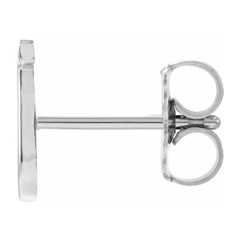 Alternate view of the Single, 14k White Gold Initial J Post Earring, 7 x 8mm by The Black Bow Jewelry Co.