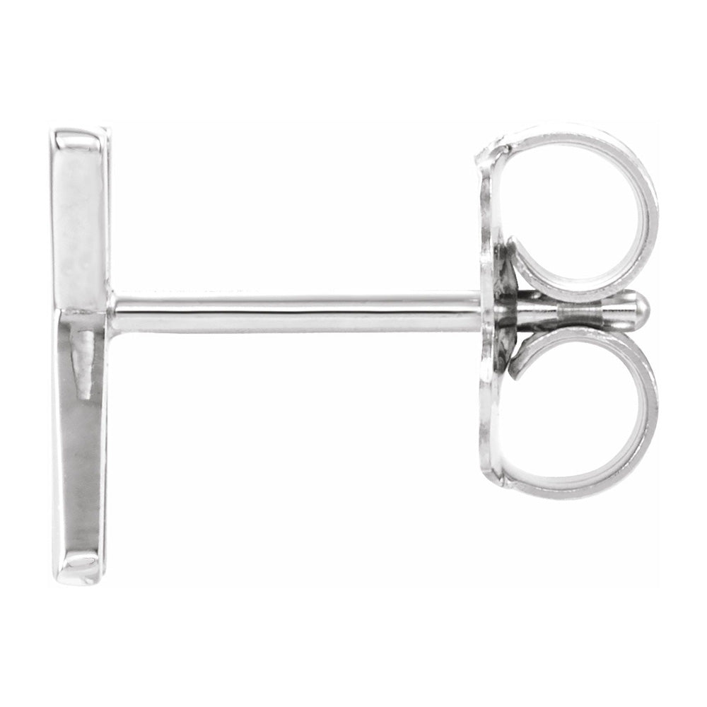 Alternate view of the Single, 14k White Gold Initial K Post Earring, 6.25 x 8mm by The Black Bow Jewelry Co.