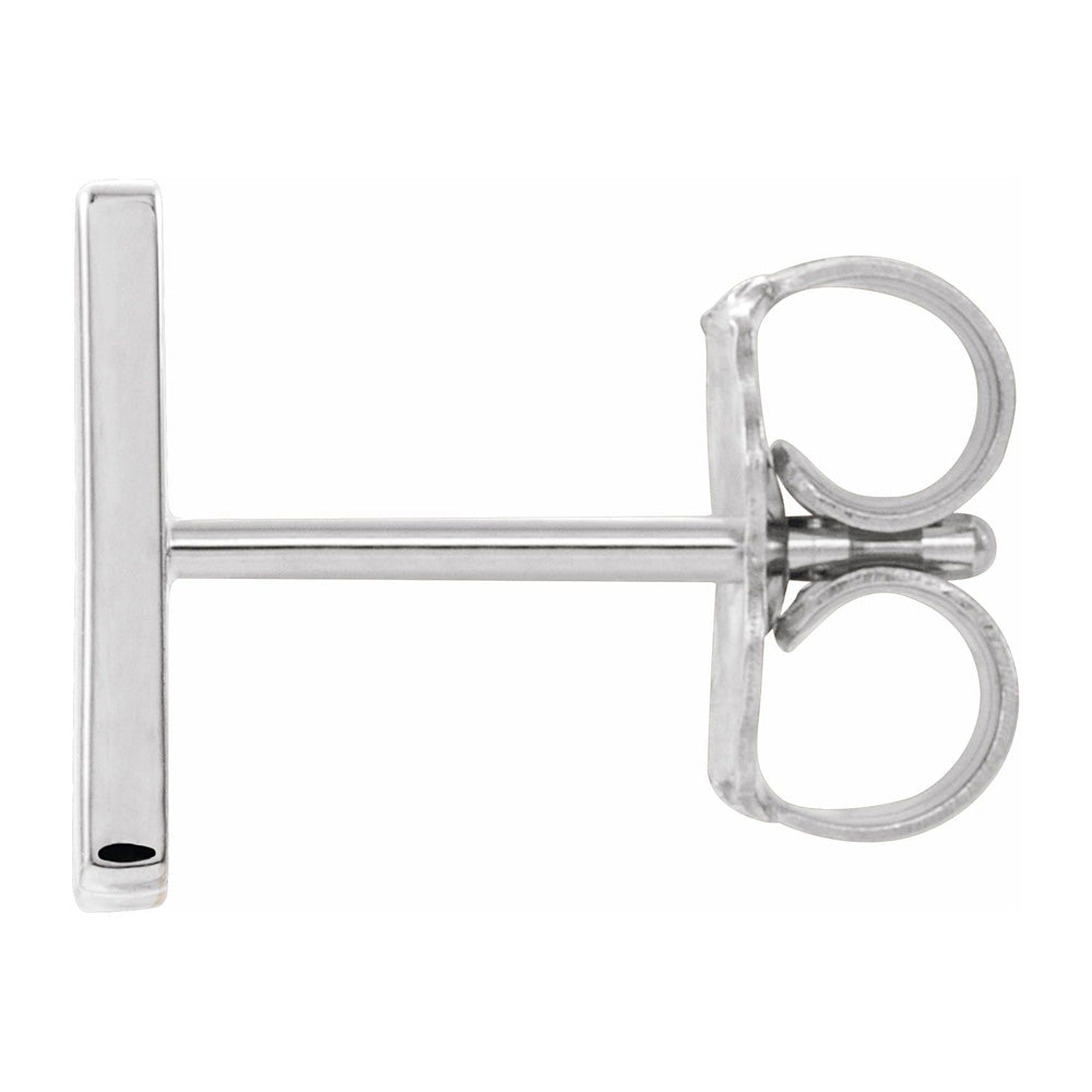 Alternate view of the Single, 14k White Gold Initial N Post Earring, 6 x 8mm by The Black Bow Jewelry Co.