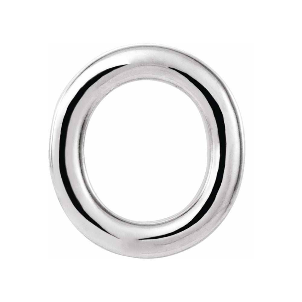 Single, 14k White Gold Initial O Post Earring, 7.25 x 8mm, Item E18499-O by The Black Bow Jewelry Co.