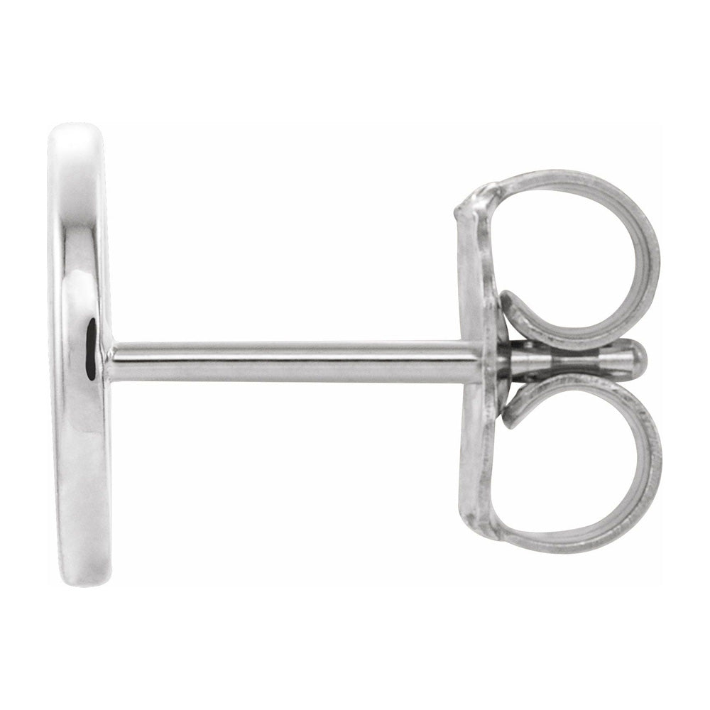 Alternate view of the Single, 14k White Gold Initial O Post Earring, 7.25 x 8mm by The Black Bow Jewelry Co.