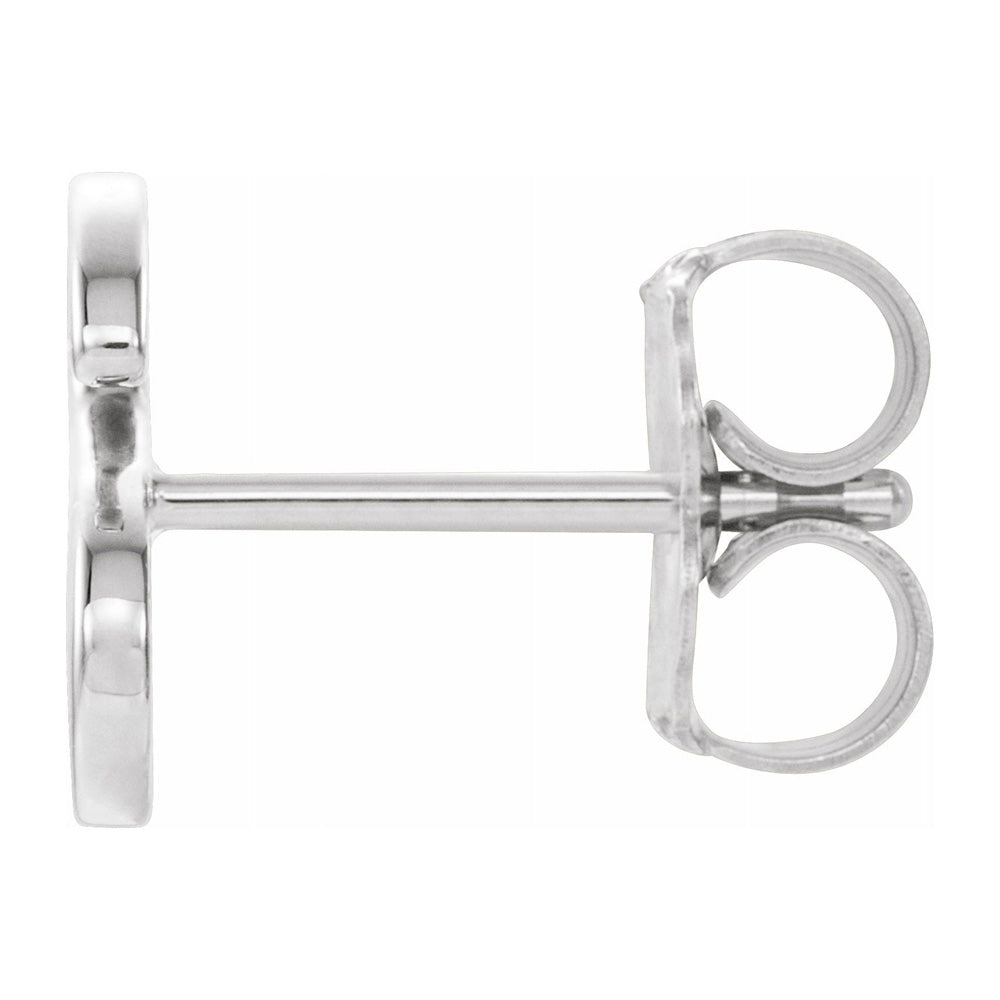 Alternate view of the Single, 14k White Gold Initial S Post Earring, 6 x 8mm by The Black Bow Jewelry Co.