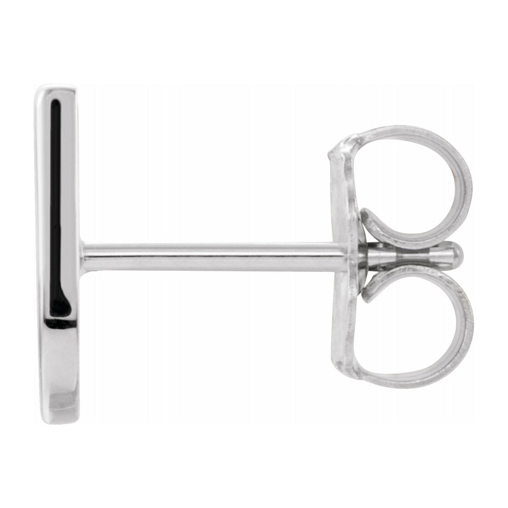 Alternate view of the Single, 14k White Gold Initial U Post Earring, 6 x 8mm by The Black Bow Jewelry Co.