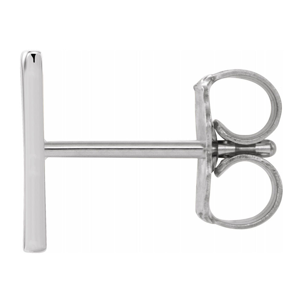 Alternate view of the Single, 14k White Gold Initial V Post Earring, 6.5 x 8mm by The Black Bow Jewelry Co.