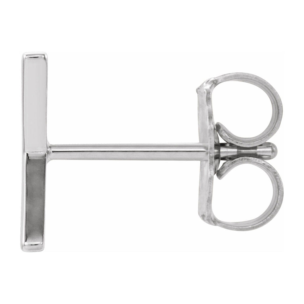 Alternate view of the Single, 14k White Gold Initial X Post Earring, 6.25 x 8mm by The Black Bow Jewelry Co.
