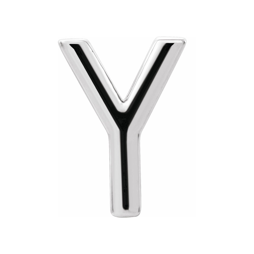 Single, 14k White Gold Initial Y Post Earring, 5.75 x 8mm, Item E18499-Y by The Black Bow Jewelry Co.
