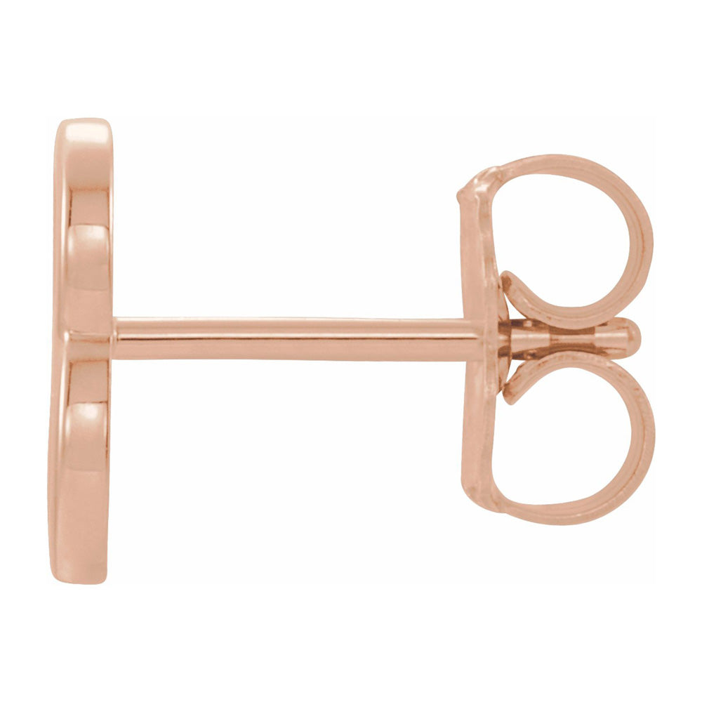Alternate view of the Single, 14k Rose Gold Initial B Post Earring, 6 x 8mm by The Black Bow Jewelry Co.