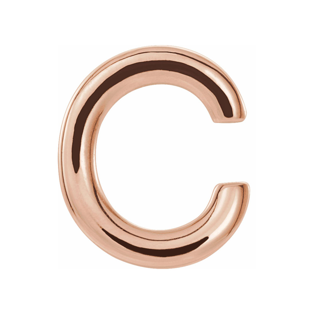 Alternate view of the Single, 14k Rose Gold Initial A-Z Post Earring, 8mm by The Black Bow Jewelry Co.