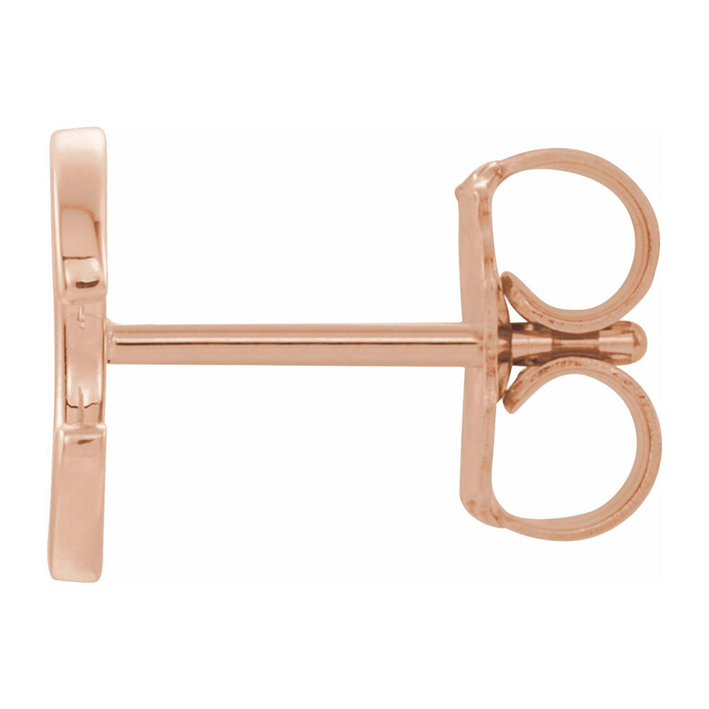 Alternate view of the Single, 14k Rose Gold Initial C Post Earring, 7 x 8mm by The Black Bow Jewelry Co.