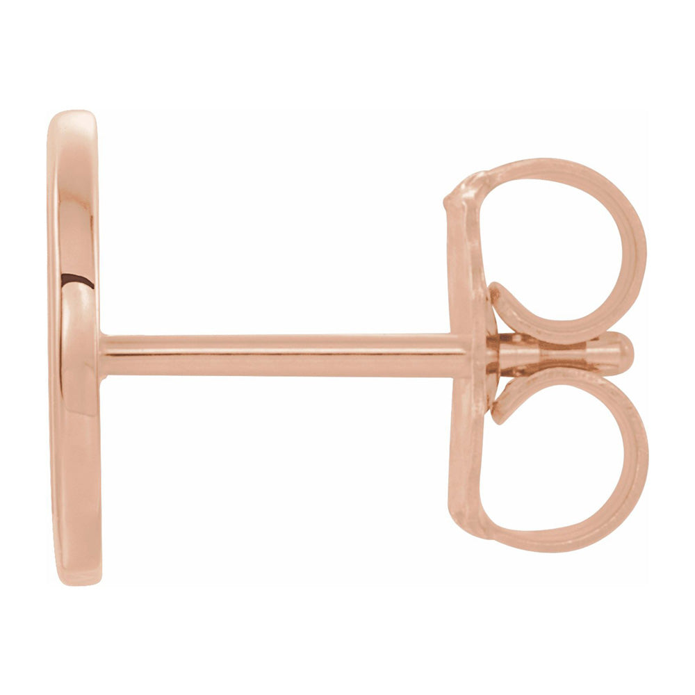 Alternate view of the Single, 14k Rose Gold Initial D Post Earring, 7 x 8mm by The Black Bow Jewelry Co.