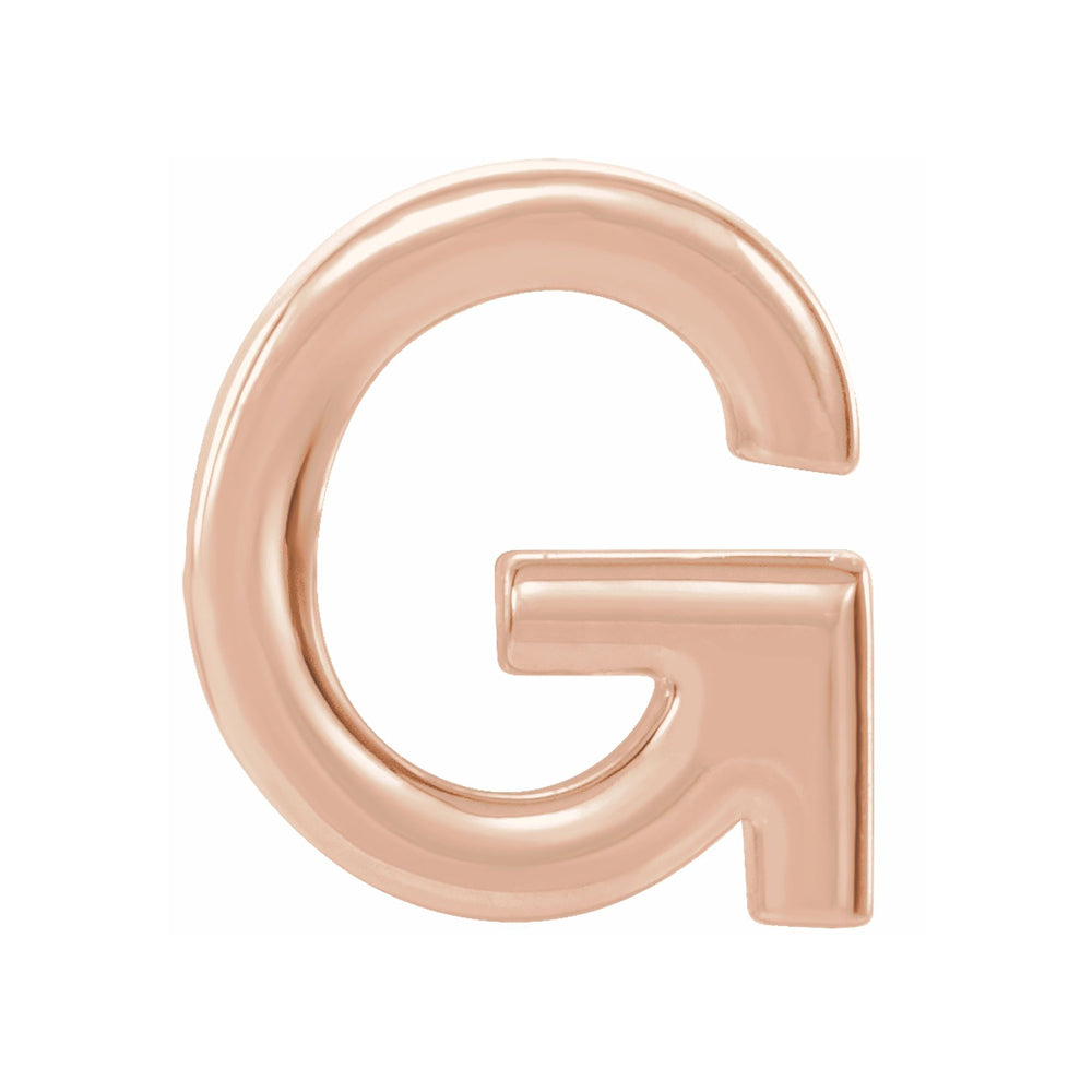 Single, 14k Rose Gold Initial G Post Earring, 7.5 x 8mm, Item E18500-G by The Black Bow Jewelry Co.