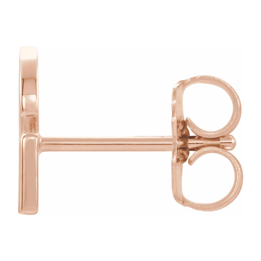 Alternate view of the Single, 14k Rose Gold Initial G Post Earring, 7.5 x 8mm by The Black Bow Jewelry Co.