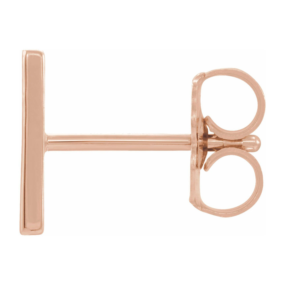 Alternate view of the Single, 14k Rose Gold Initial H Post Earring, 6 x 8mm by The Black Bow Jewelry Co.