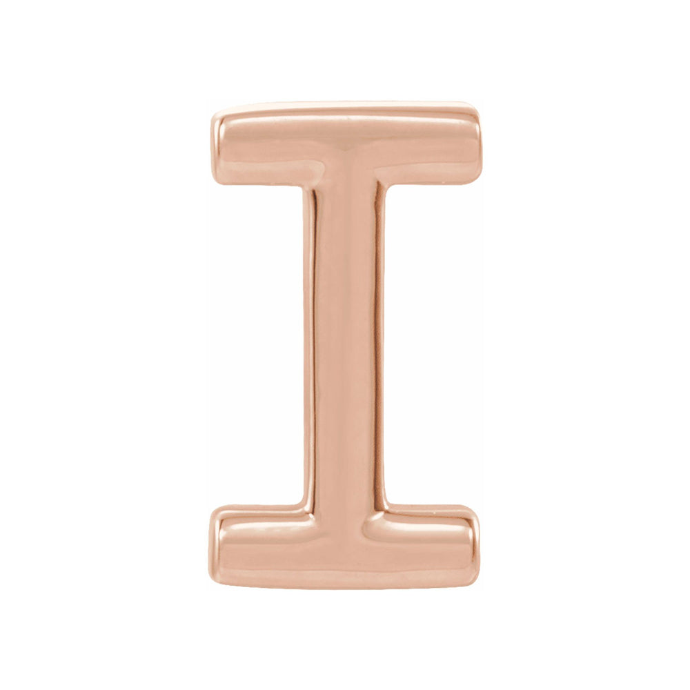 Single, 14k Rose Gold Initial I Post Earring, 4.5 x 8mm, Item E18500-I by The Black Bow Jewelry Co.