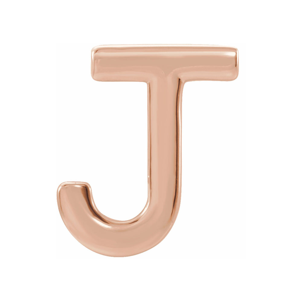 Single, 14k Rose Gold Initial J Post Earring, 7 x 8mm, Item E18500-J by The Black Bow Jewelry Co.