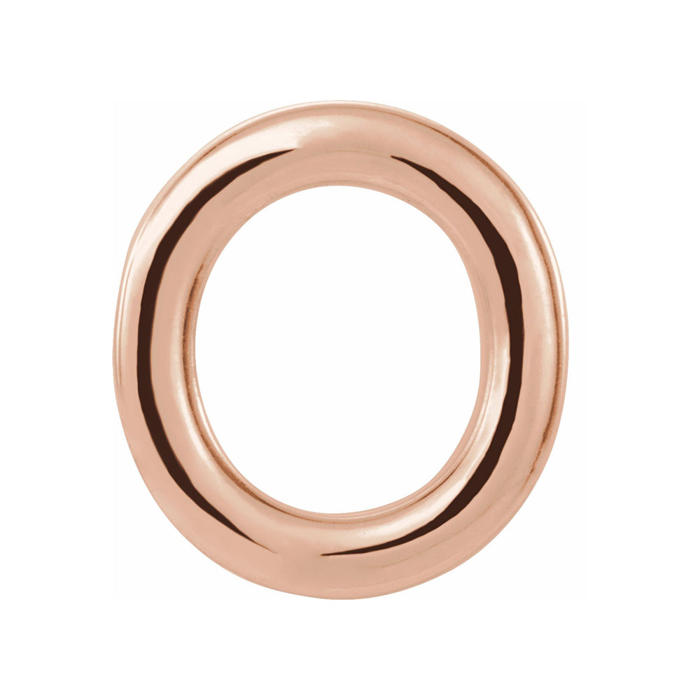Single, 14k Rose Gold Initial O Post Earring, 7.25 x 8mm, Item E18500-O by The Black Bow Jewelry Co.
