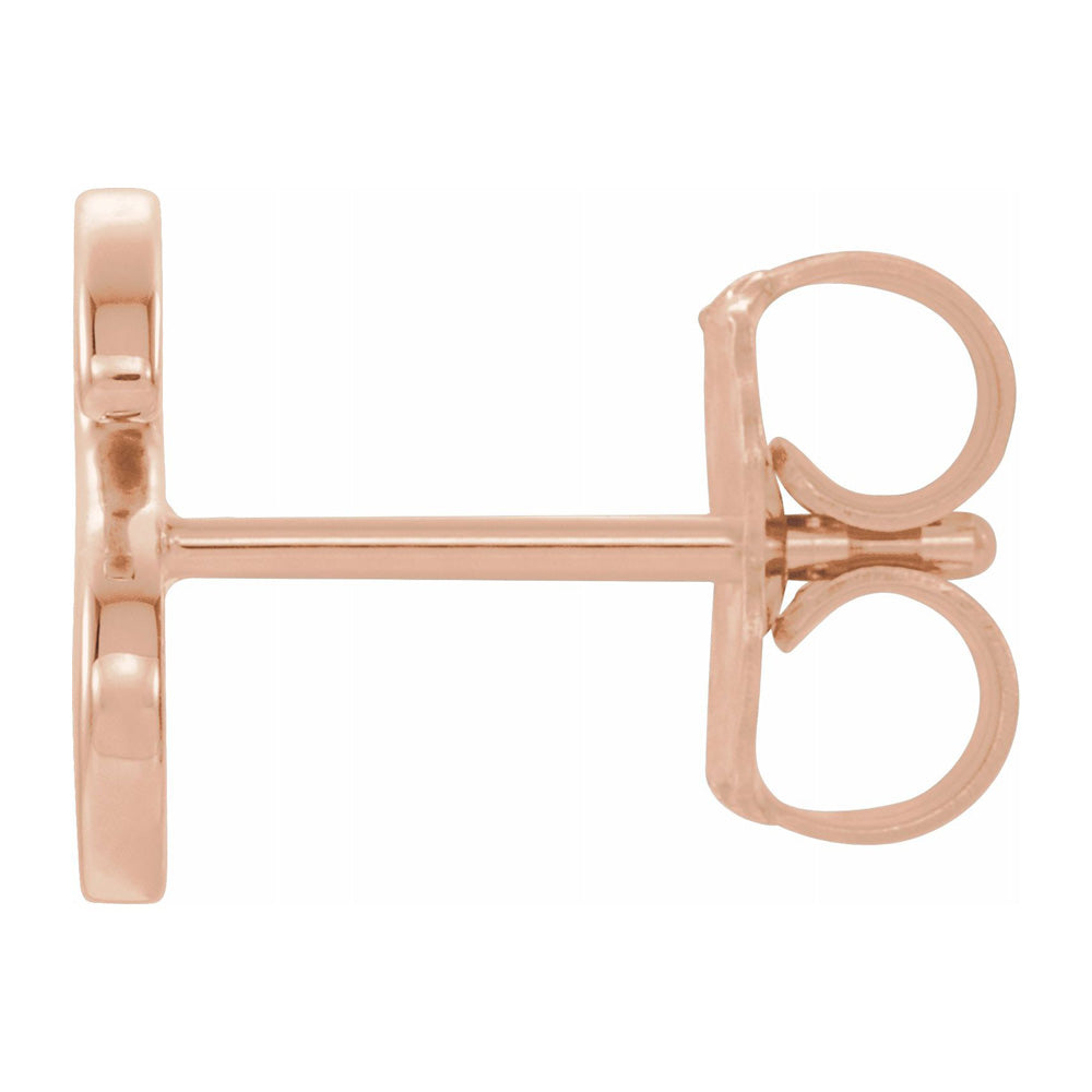Alternate view of the Single, 14k Rose Gold Initial S Post Earring, 6 x 8mm by The Black Bow Jewelry Co.