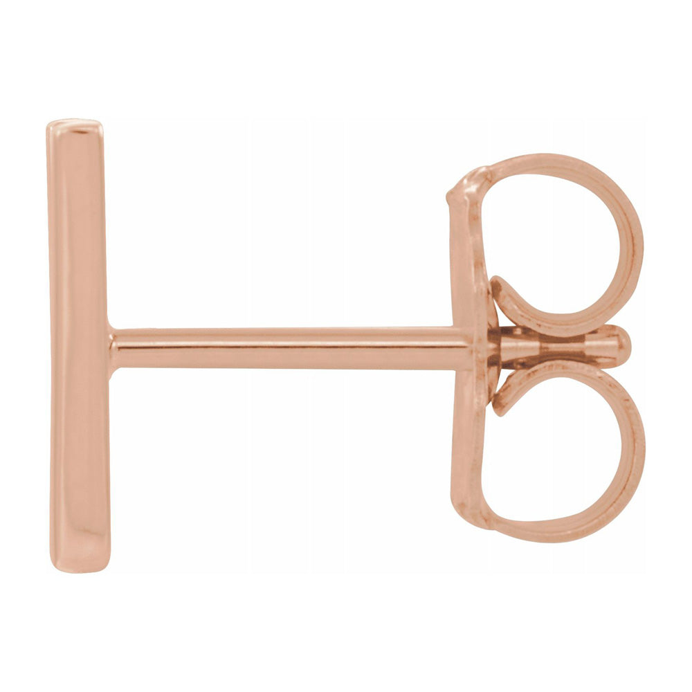 Alternate view of the Single, 14k Rose Gold Initial W Post Earring, 9.5 x 8mm by The Black Bow Jewelry Co.