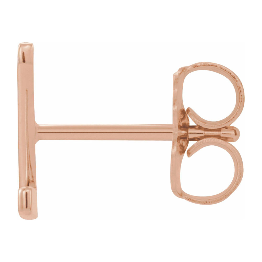 Alternate view of the Single, 14k Rose Gold Initial Z Post Earring, 6.75 x 8mm by The Black Bow Jewelry Co.