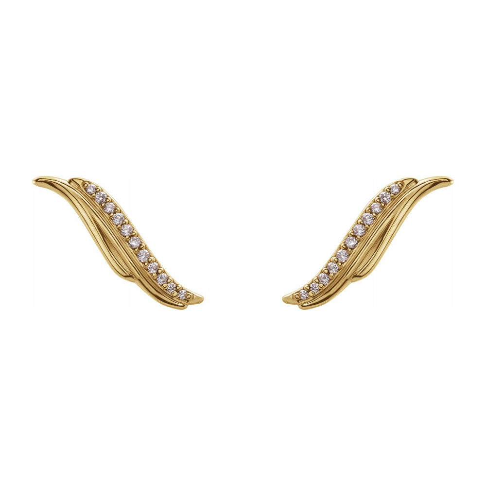 Alternate view of the 14K Yellow Gold .07 CTW Diamond (I1, G-H) Ear Climbers, 4mm x 16mm by The Black Bow Jewelry Co.