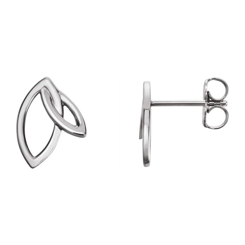 Alternate view of the 14K White, Yellow or Rose Gold Double Leaf Post Earrings, 8.5 x 11.5mm by The Black Bow Jewelry Co.