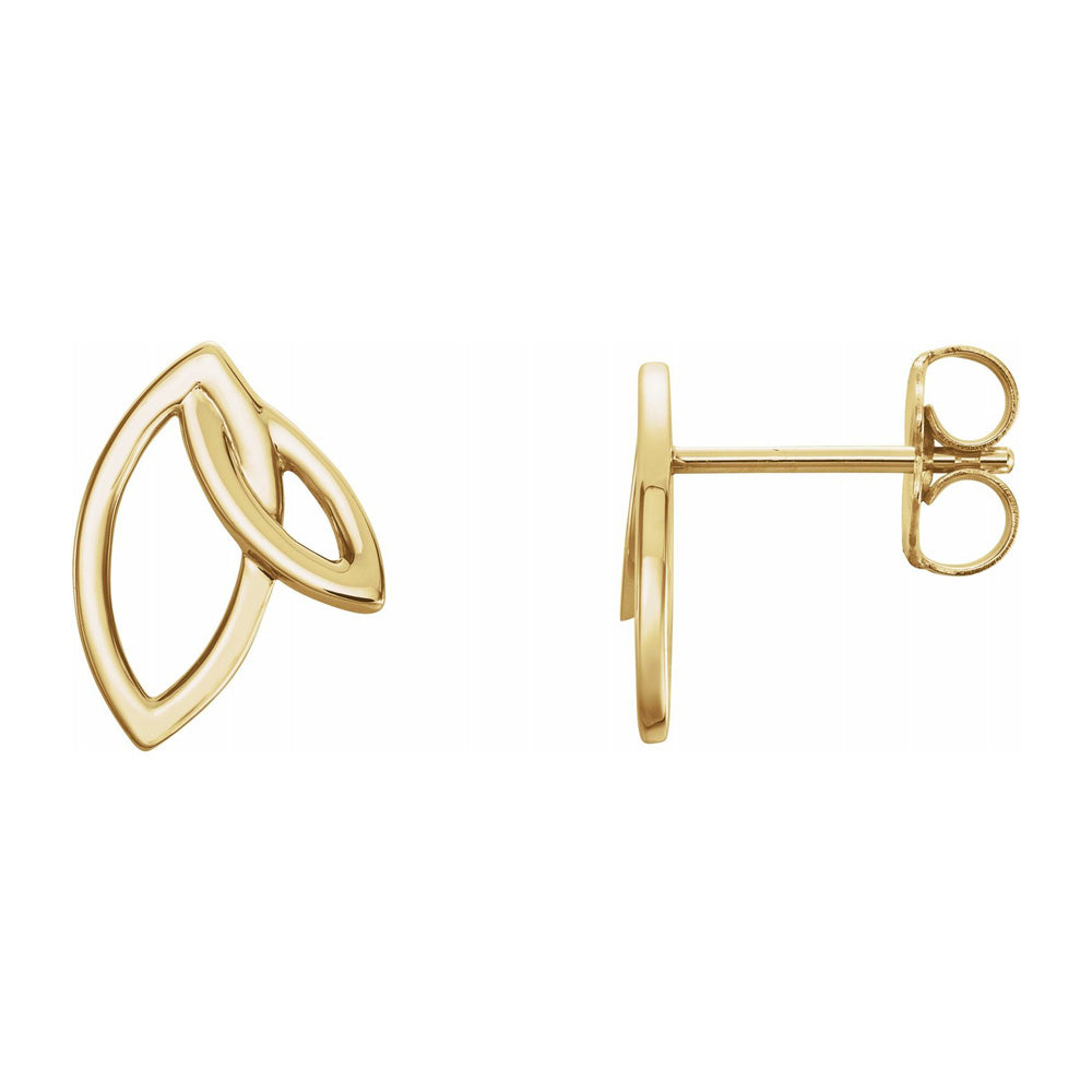 Alternate view of the 14K White, Yellow or Rose Gold Double Leaf Post Earrings, 8.5 x 11.5mm by The Black Bow Jewelry Co.