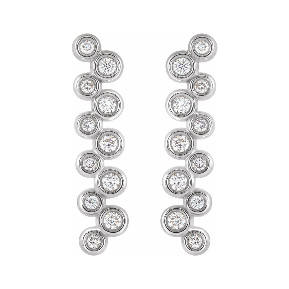 Alternate view of the 14K White Gold 1/3 CTW Diamond Bezel Set Bar Earrings, 21mm by The Black Bow Jewelry Co.