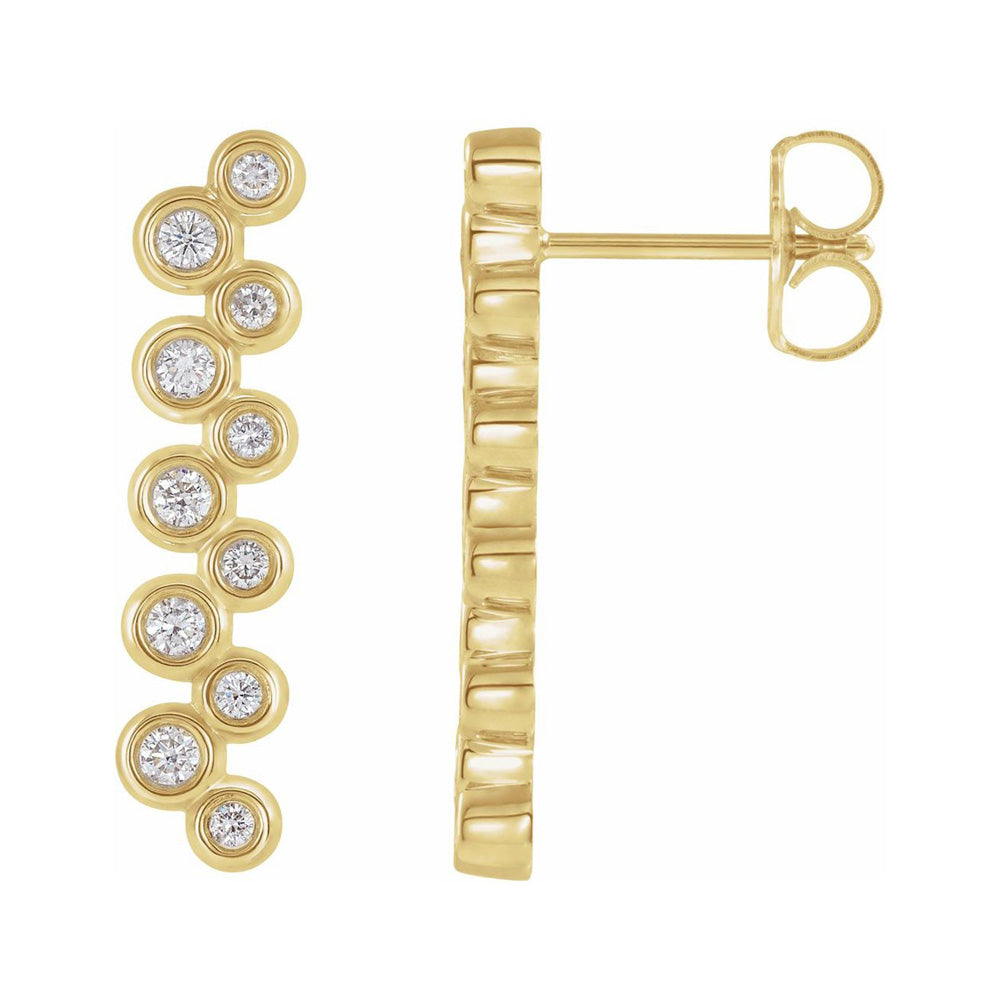 Alternate view of the 14K White or Yellow Gold 1/3 CTW Diamond Bezel Set Bar Earrings, 21mm by The Black Bow Jewelry Co.