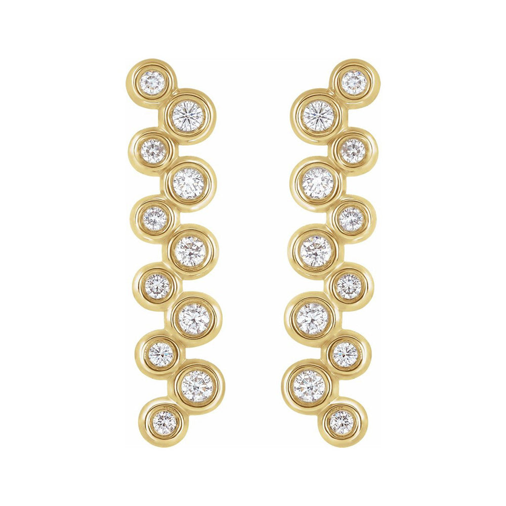 Alternate view of the 14K Yellow Gold 1/3 CTW Diamond Bezel Set Bar Earrings, 21mm by The Black Bow Jewelry Co.