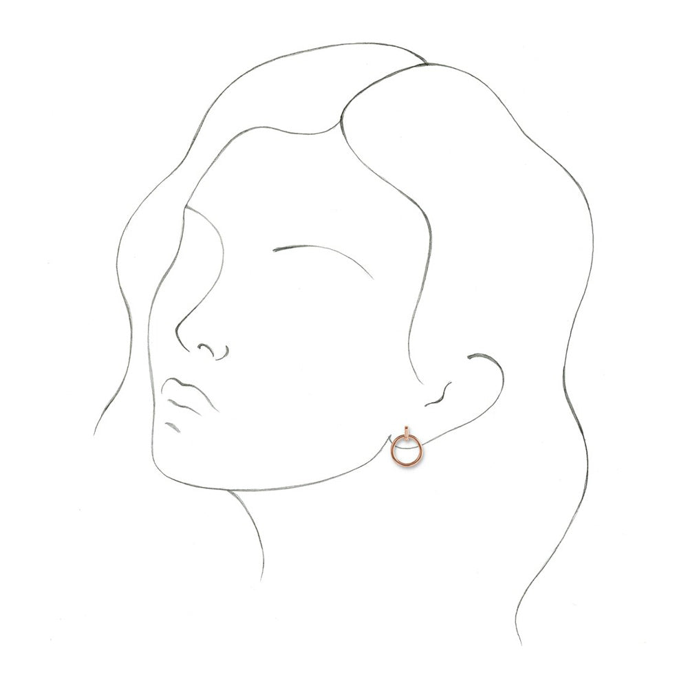 Alternate view of the 14K Rose Gold Circle Dangle Post Earrings, 14 x 18mm by The Black Bow Jewelry Co.