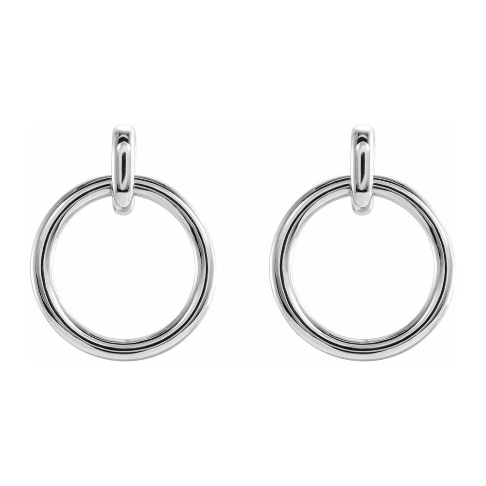 Alternate view of the 14K White Gold Circle Dangle Post Earrings, 14 x 18mm by The Black Bow Jewelry Co.