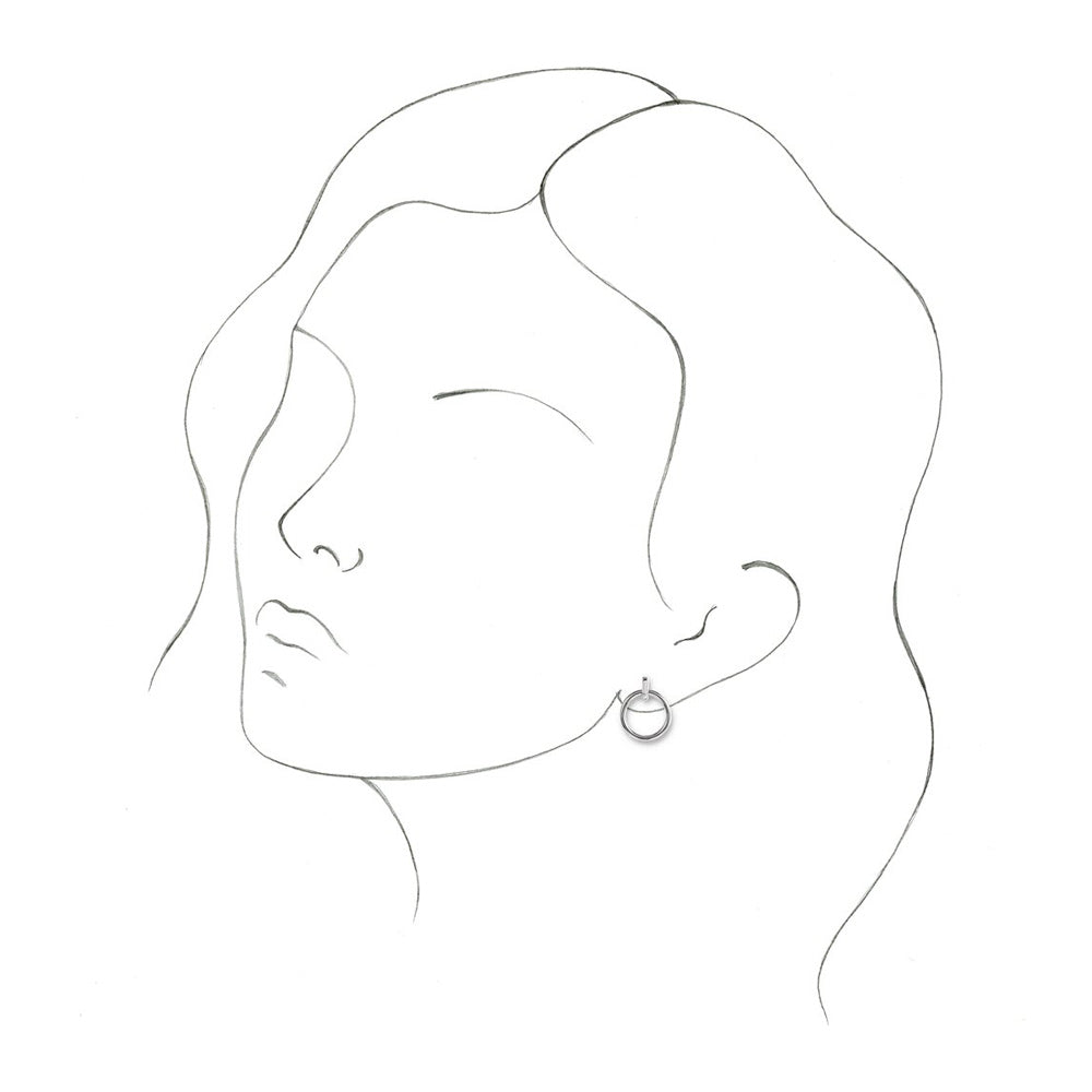 Alternate view of the 14K White Gold Circle Dangle Post Earrings, 14 x 18mm by The Black Bow Jewelry Co.