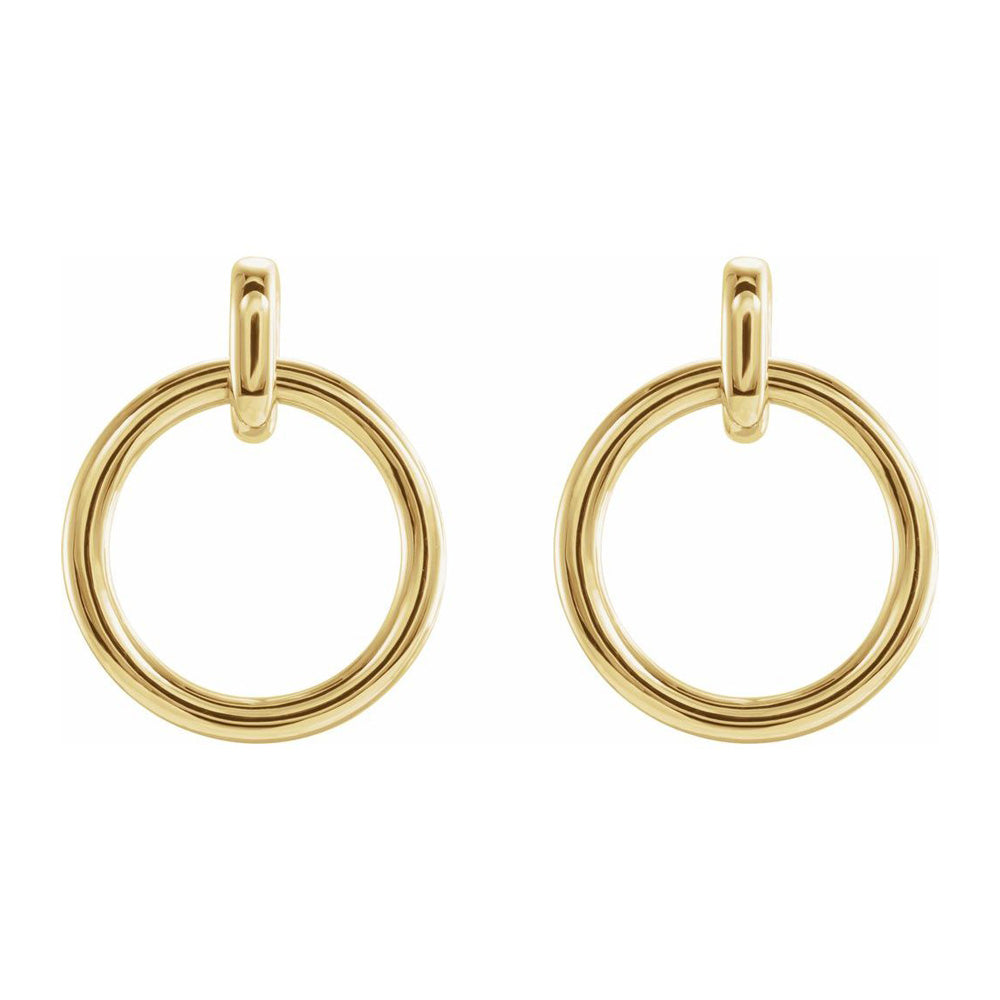 Alternate view of the 14K Yellow Gold Circle Dangle Post Earrings, 14 x 18mm by The Black Bow Jewelry Co.