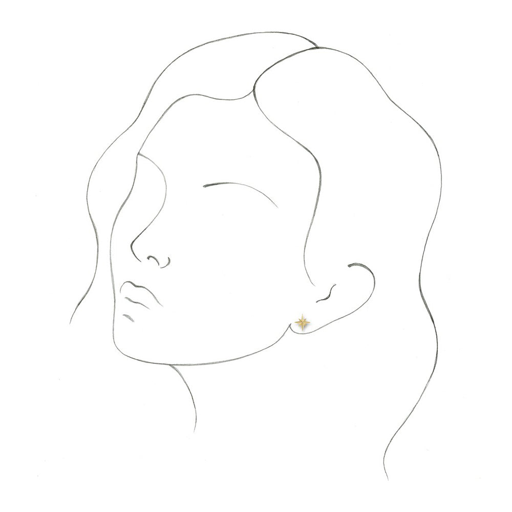 Alternate view of the 14K Yellow Gold North Star Post Earrings, 9.5mm (3/8 Inch) by The Black Bow Jewelry Co.