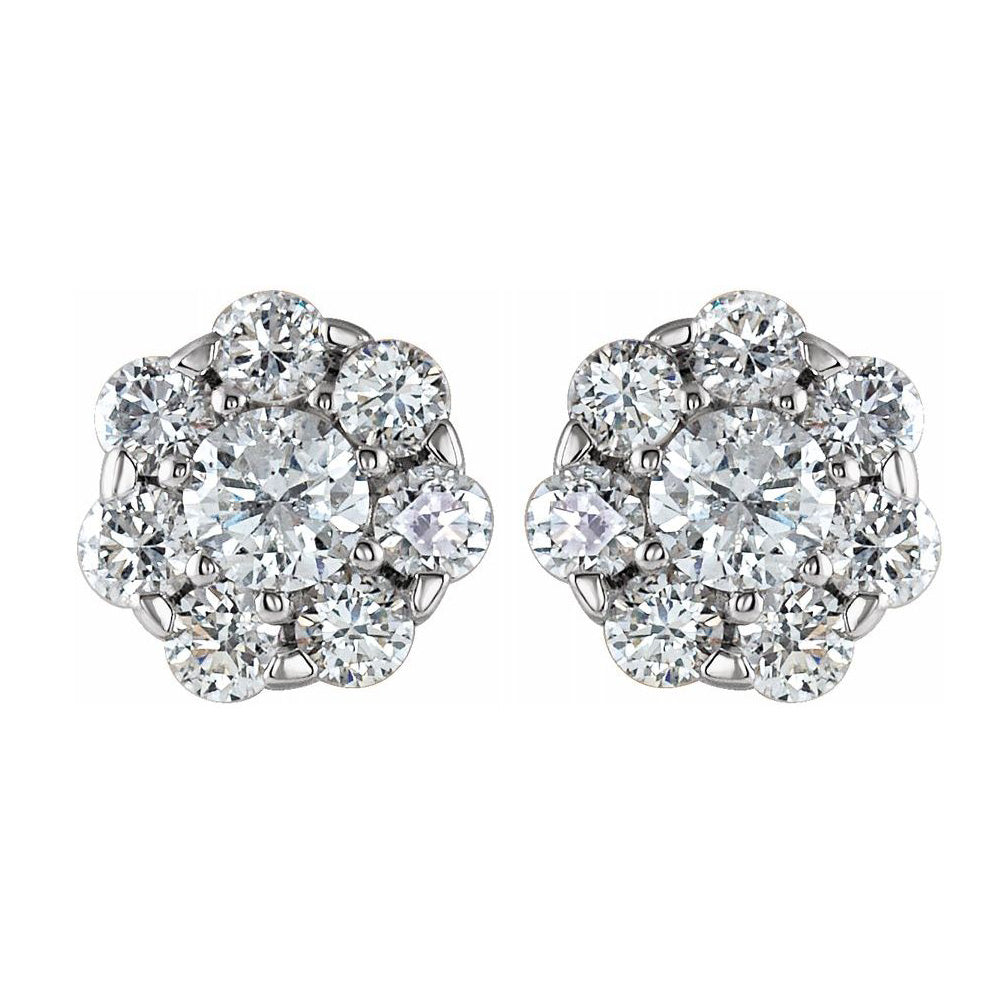 14K White Gold 3/8 CTW Diamond Cluster Stud Earrings, 5.5mm Diameter, Item E18524 by The Black Bow Jewelry Co.