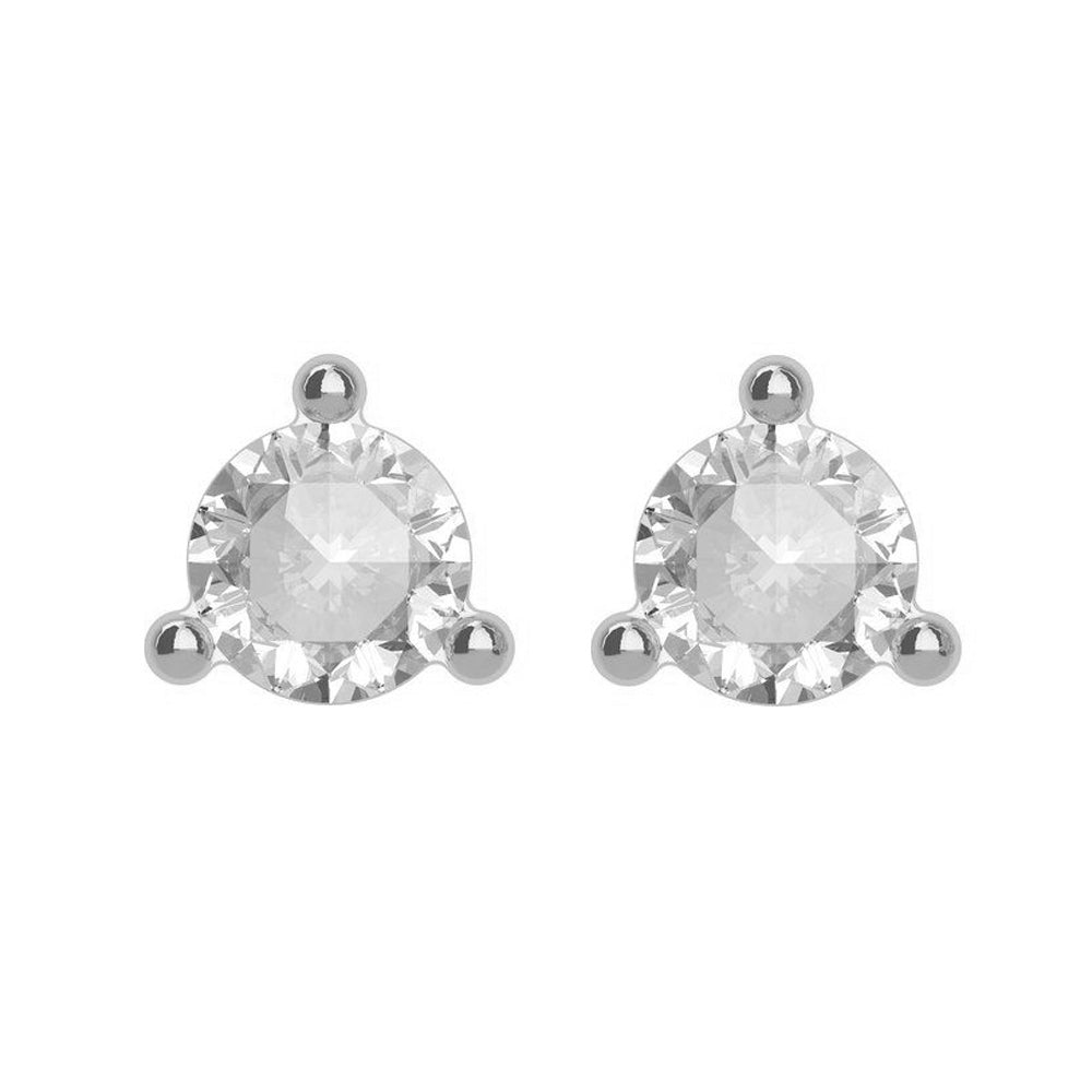 14k White Gold 3mm 1/8 CTW Rose-Cut Diamond Post Earrings, Item E18526-3 by The Black Bow Jewelry Co.