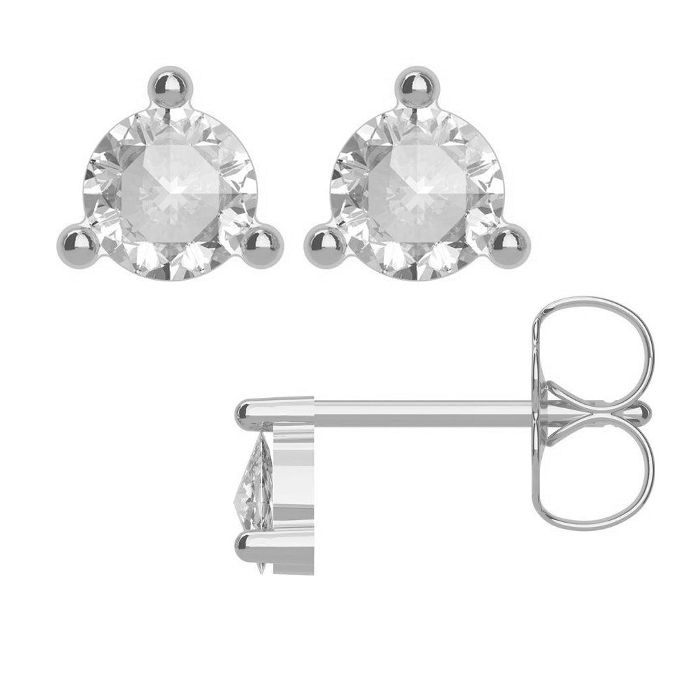 Alternate view of the 14k White Gold 5mm 1/2 CTW Rose-Cut Diamond Post Earrings by The Black Bow Jewelry Co.