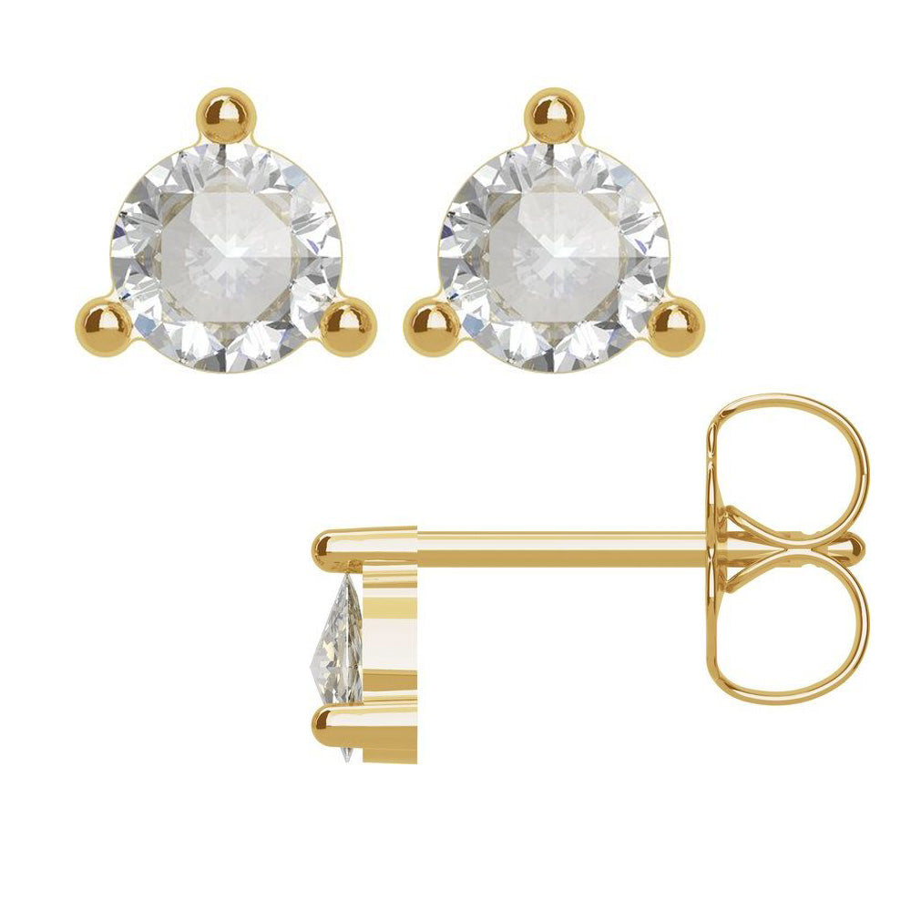 Alternate view of the 14k Yellow Gold 3mm 1/8 CTW Rose-Cut Diamond Post Earrings by The Black Bow Jewelry Co.