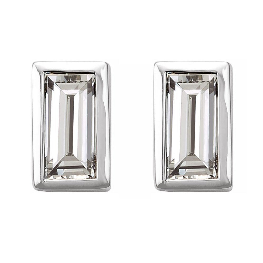 14K White Gold Diamond Baguette (SI2-SI3, G-H) Post Earrings, Item E18532 by The Black Bow Jewelry Co.