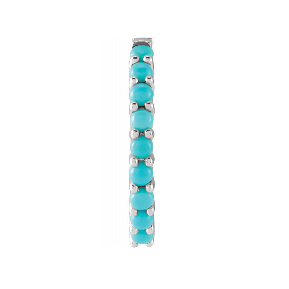 Single, 14K Yellow or White Gold Turquoise Hinged Huggie Hoop Earring, Item E18535 by The Black Bow Jewelry Co.