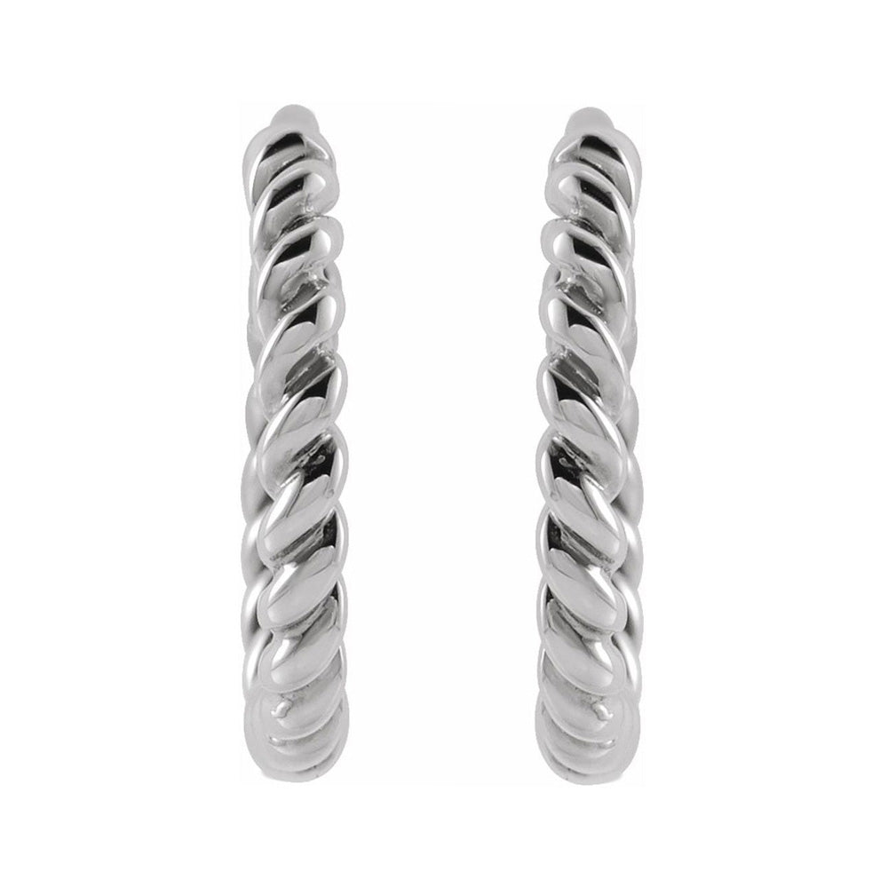 Alternate view of the 14K Yellow or White Gold Twisted Hinged Huggie Hoop Earrings, 1.6x11mm by The Black Bow Jewelry Co.