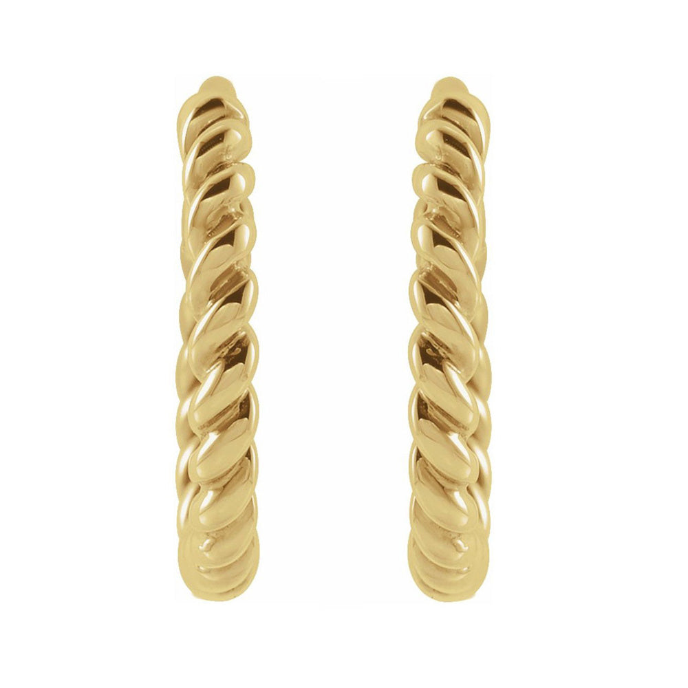 14K Yellow or White Gold Twisted Hinged Huggie Hoop Earrings, 1.6x11mm, Item E18536 by The Black Bow Jewelry Co.