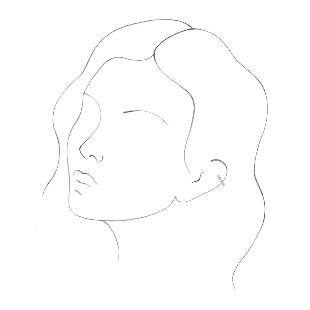 Alternate view of the Single, 14K White Gold 1/6 CTW Diamond Ear Cuff Earring, 2.25 x 12mm by The Black Bow Jewelry Co.