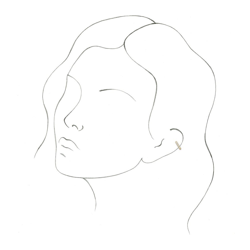 Alternate view of the Single, 14K Yellow Gold 1/6 CTW Diamond Ear Cuff Earring, 2.25 x 12mm by The Black Bow Jewelry Co.