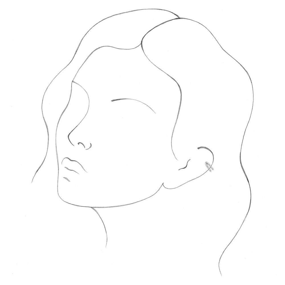 Alternate view of the Single, 14K White Gold Negative Space Ear Cuff Earring, 3.5 x 10.5mm by The Black Bow Jewelry Co.